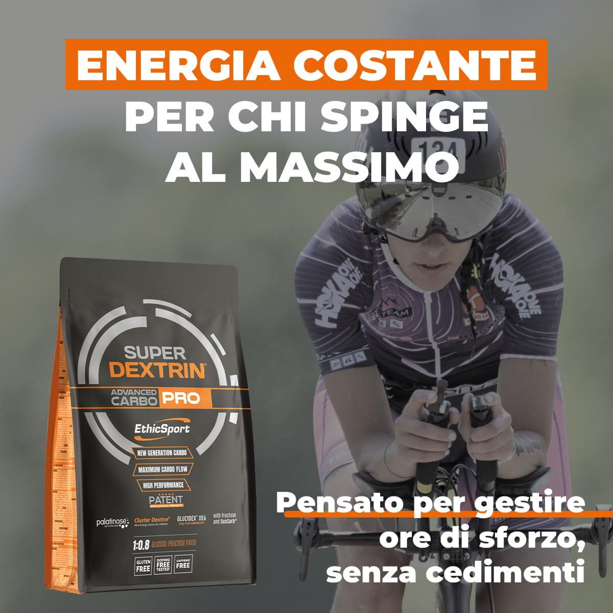 Super Dextrin PRO EthicSport – Carboidrati evoluti 1:0,8 (Glu:Fru) con Cluster Dextrin, SusCarb, Palatinose e maltodestrine – busta da 840g – gluten free, doping free tested*