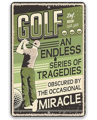 Golf an Endless Series of Tragedies - Retro Vintage Metal Wall Sign for Home Decor, Man Cave, Home Bar or Patio - Fun and Unique Gift Idea for