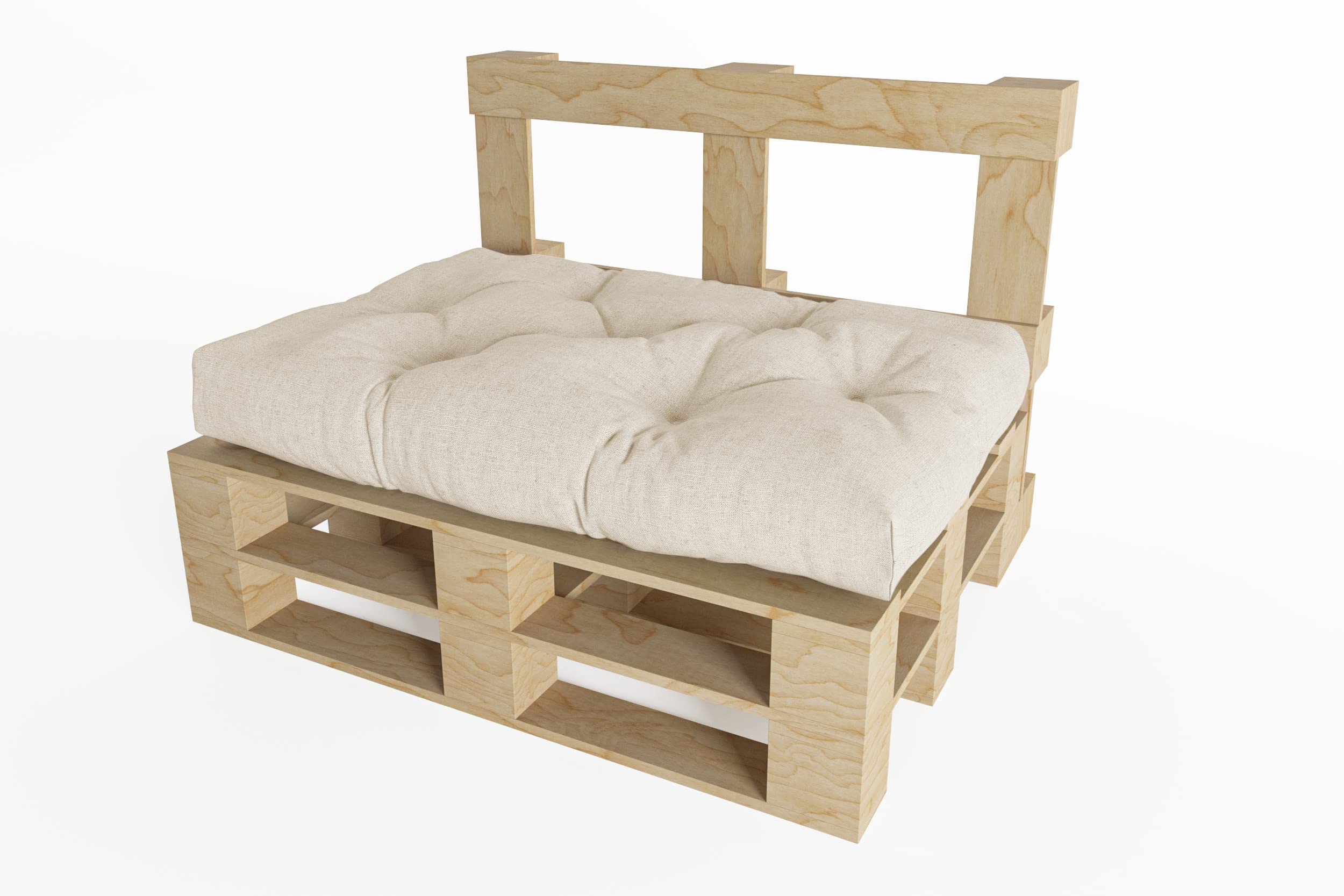 chilly pilley Cuscino Trapuntato Per Mobili In Pallet Riempito Con Fiocchi Di Schiuma Per Divano Per Schienale Per Sedile Laterale Set (Cuscino Del Sedile 120 X 80 Avorio)