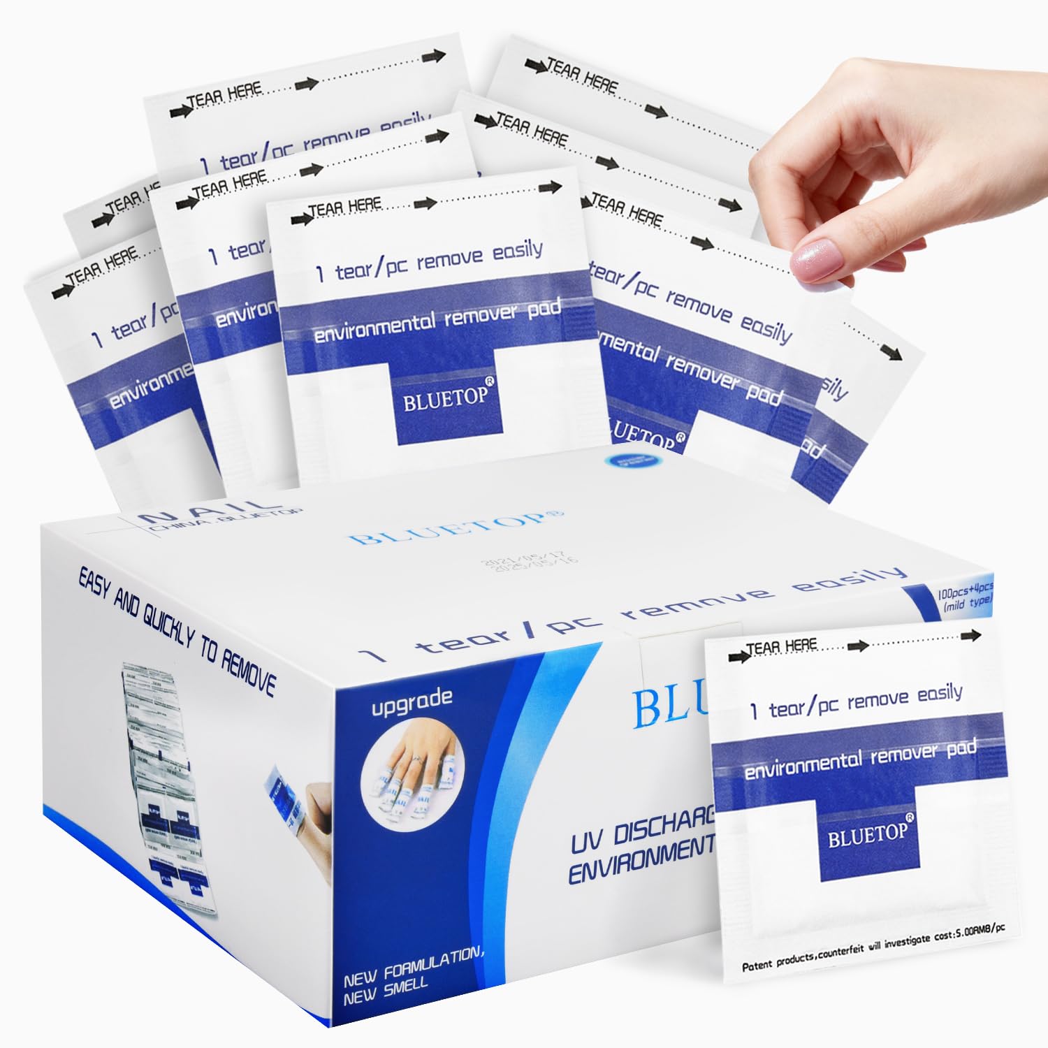 100 PCS Nail Polish Remover Pads, Acetone Nail Polish Remover Wipes Professional Individually Wrapped Wet Wipes Remove Gel Fingernail Polish Travel Kit for Home & Salon Supplies