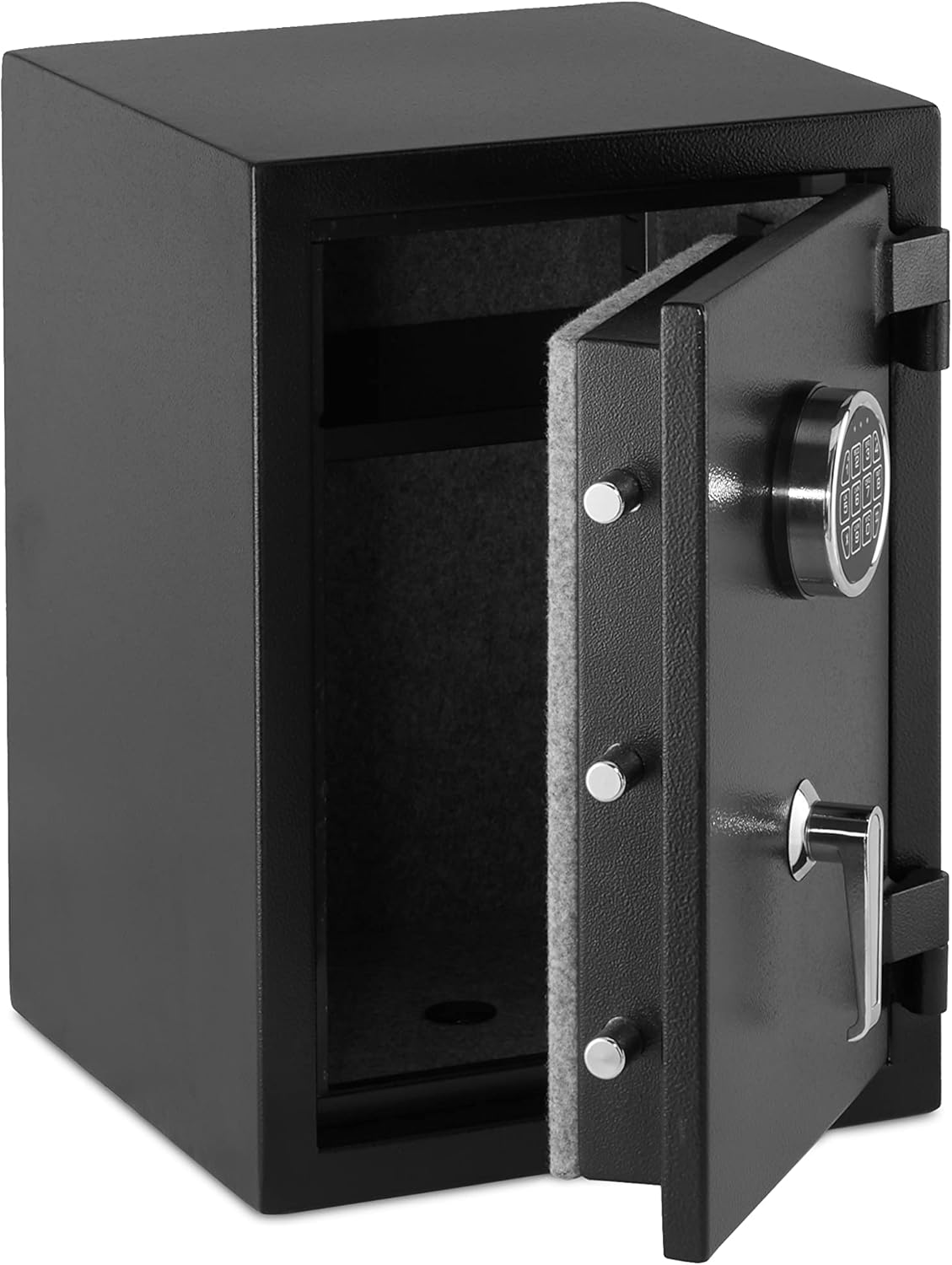 Amazon Basics Fire Resistant Security Safe with door open
