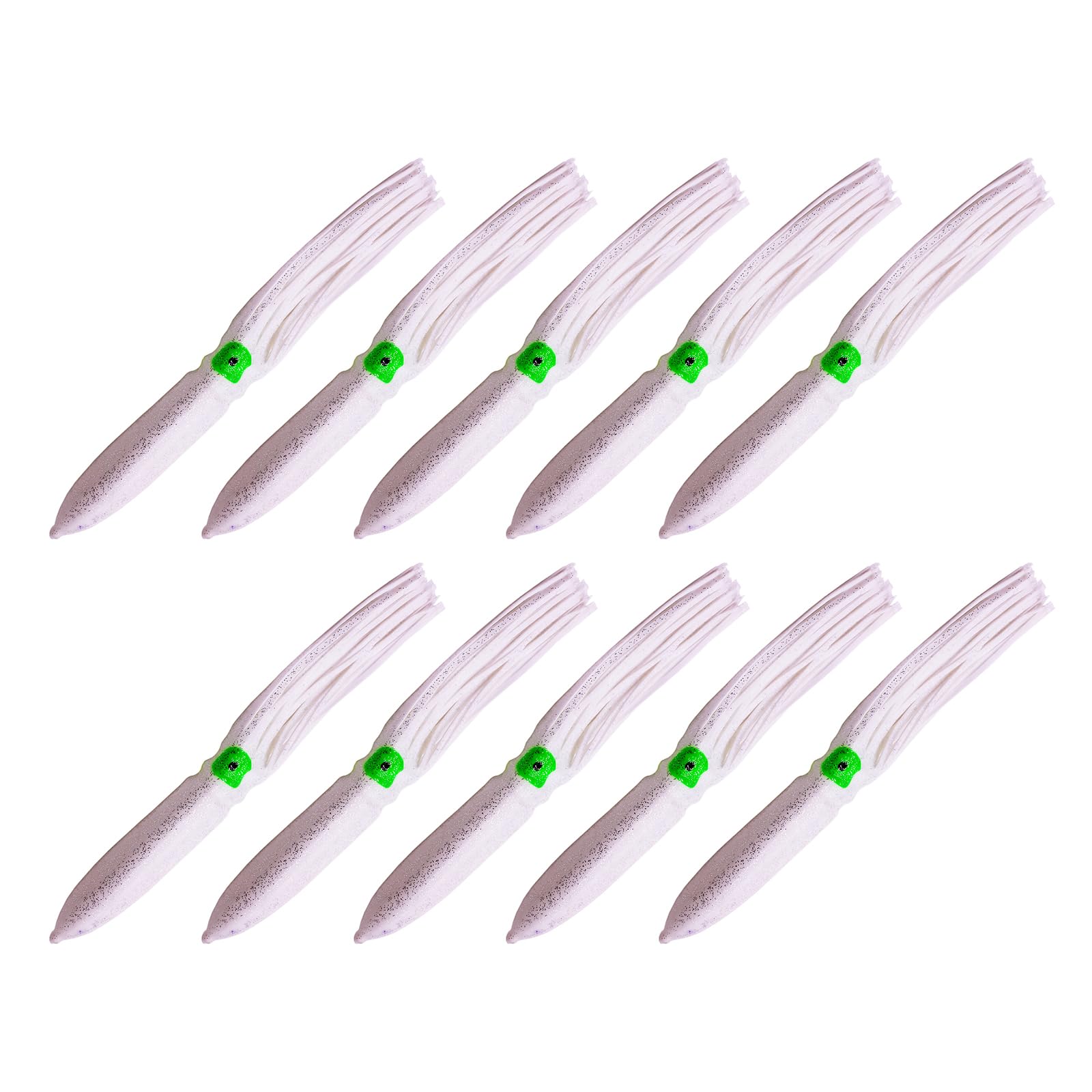Lot de 10 leurres de pêche à la traîne en forme de pieuvre - Leurres souples - Poulpes et calamars - Accessoire de pêche à la traîne