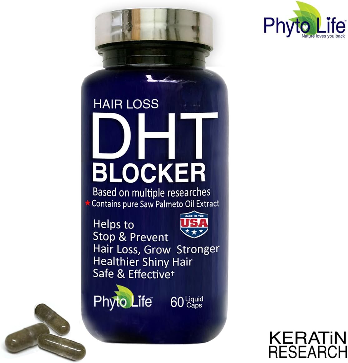 Prevent Hair Loss DHT BLOCKER With Pure Saw Palmetto Oil Keratin Research USA