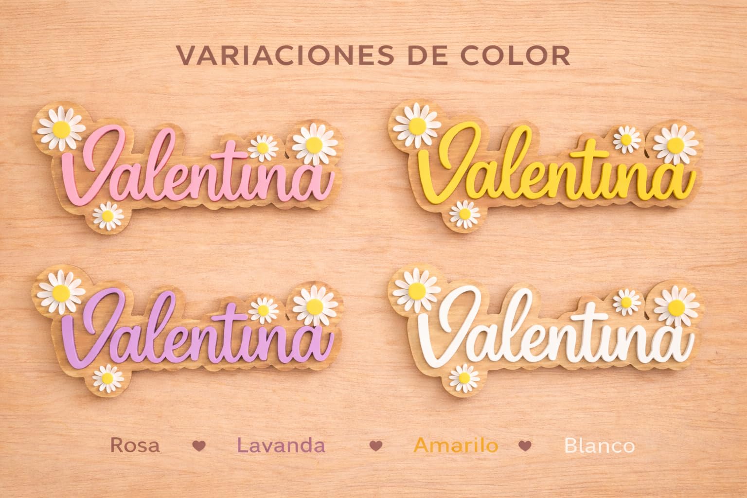 RecontraMago Cartel Nombre Personalizado con Flores – Decoración Habitación Bebé Niña – Letrero Madera Natural y Acrílico 3D – Regalo Recién Nacido Original Estilo Boho Premium (2)
