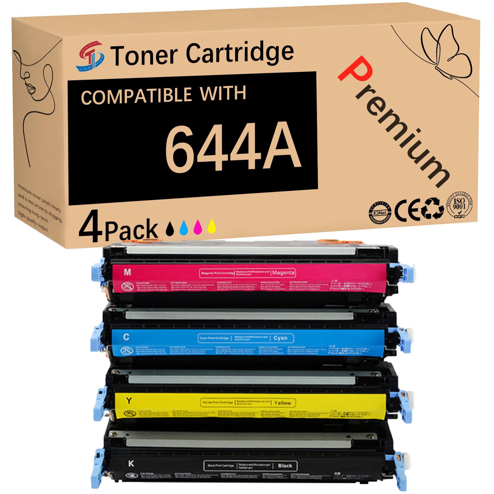 644A High Yield Toner Cartridges Replace for HP Q6460A Q6461A Q6463A Q6462A Toner Compatible for HP Color LaserJet CM4730 CM4730F CM4730FM CM4730FSK