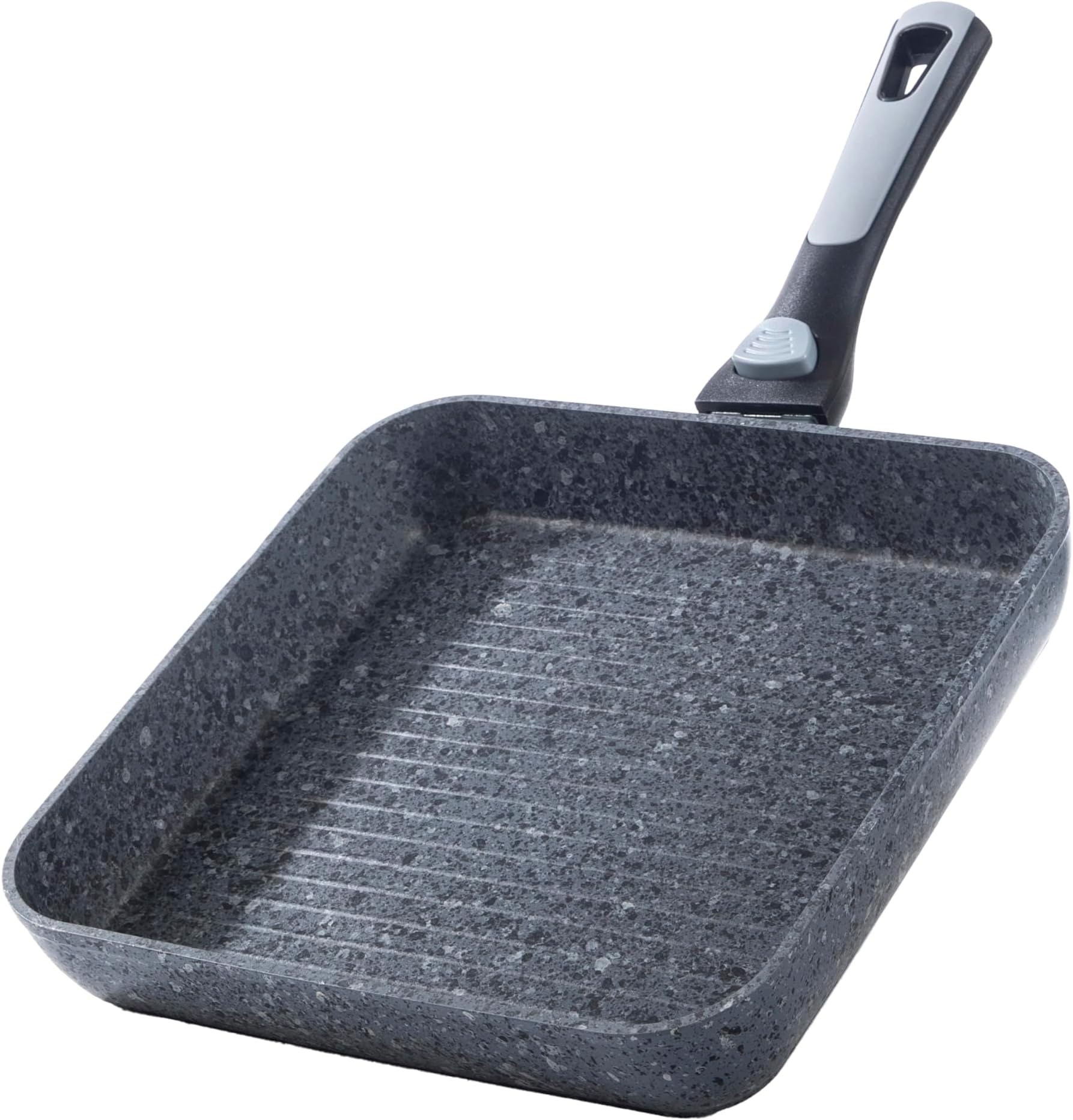 HOUSZY 26cm Grill Pan with Detachable Handle, Granite Grill Pan Non