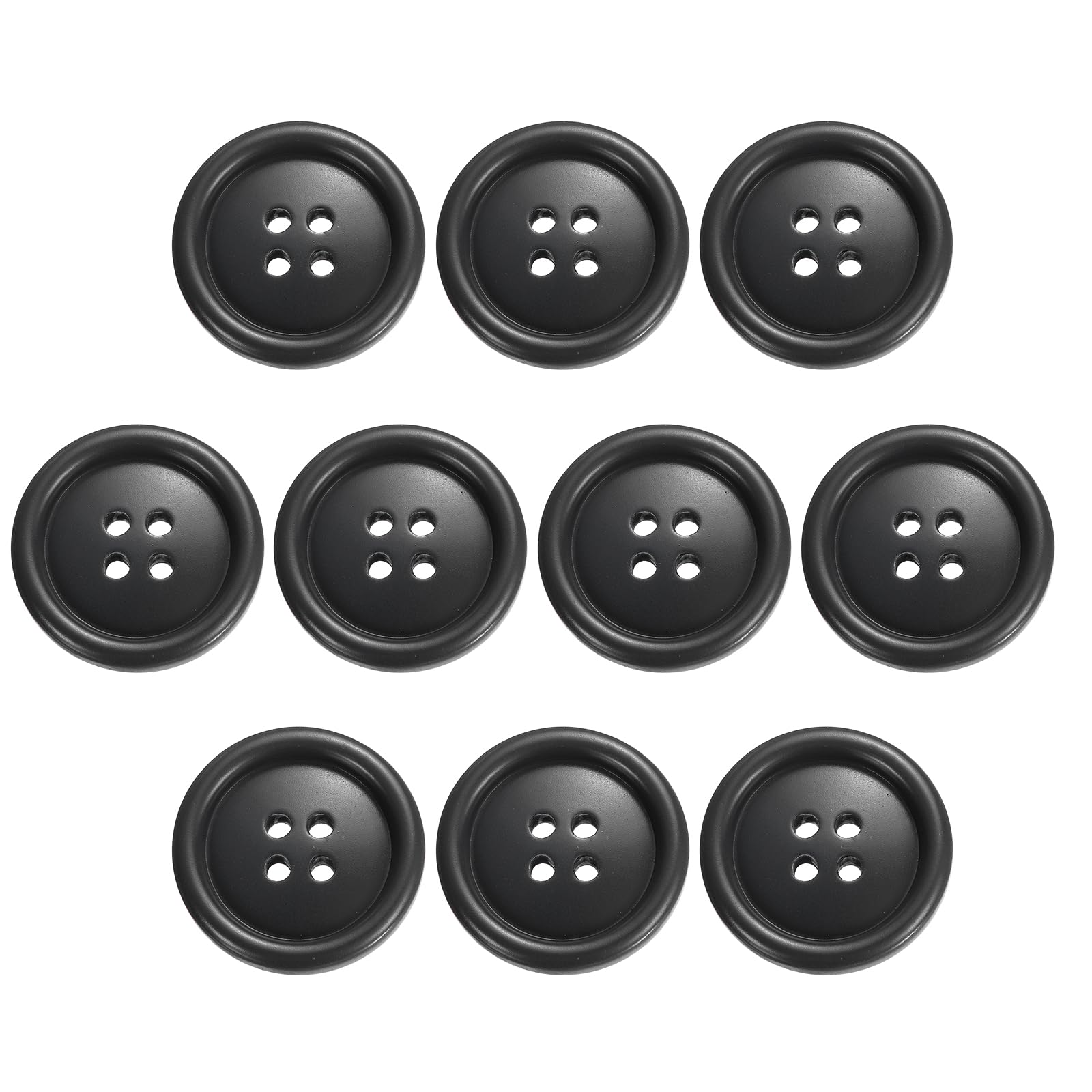 sourcing map 10pcs Sewing Button 25mm (0.98") 4 Holes Resin Round Craft Replacement Buttons for Clothing DIY Crafts Decoration, Dark Black