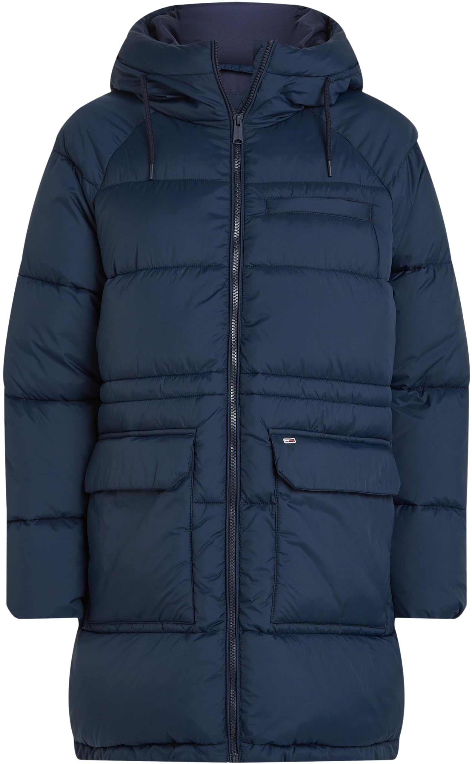 Tommy Jeans Damska kurtka puchowa TJW MIDI ASPEN PUFFER DW0DW18842, niebieska (Dark Night Navy), L, Niebieski (Dark Night Navy), L