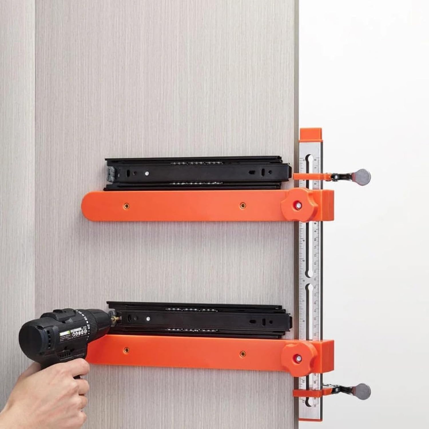 Drawer Slide Installation Jig Kit, Drawer Slide Jig, Precision Cabinet Hardware Jig with Toggle Clamp & Magnetic Arm, Precision Drawer Slide Jigs Kit for Cabinets, Easily Fast Install (1Set)