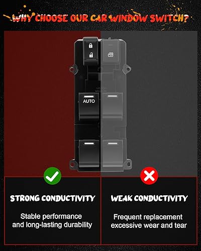 Miniatura 6 de CCIYU Interruptor de elevalunas eléctrico delantero izquierdo del lado del conductor compatible para Civic 2012 2013  Reemplaza 35750TR0A21