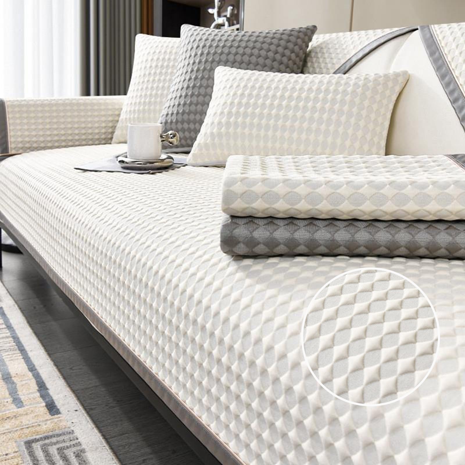 Housse de canapé universelle blanche 110 x 180 cm antidérapante haute qualité