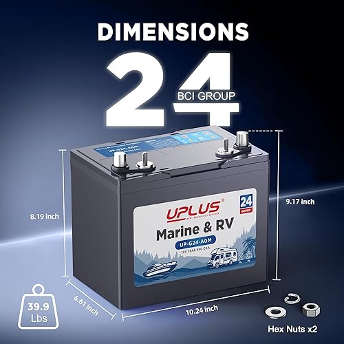 Miniatura 2 de UPLUS BCI Group - Batería marina de doble propósito de 24M, 12V 79AH 550CCA AGM arranque y ciclo profundo baterías de RV y barco para dispositivos