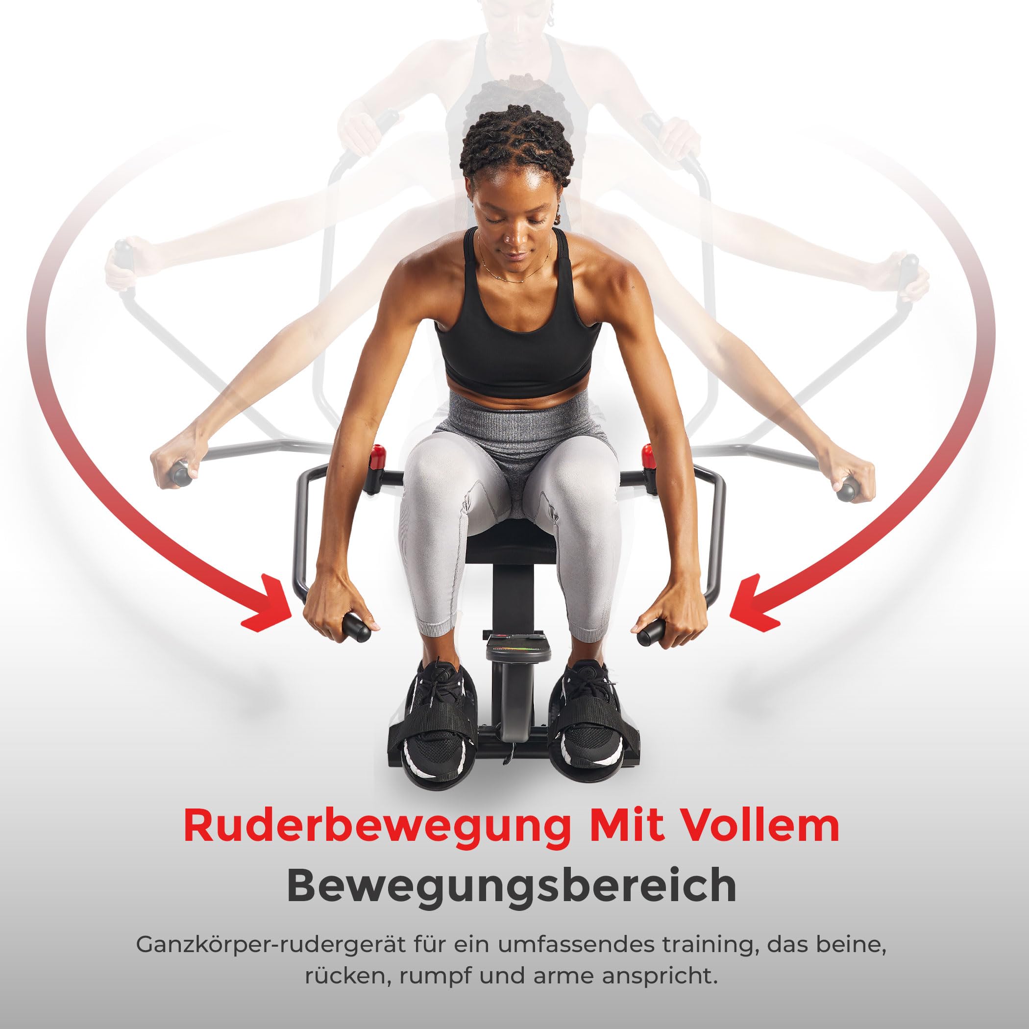 Sunny Health & Fitness Smart Kompaktes Rudergerät mit Vollbewegung, Einstellbarem Widerstand, Gelenkschonendem Ganzkörper-Workout, Langem Gleitrail, Max Benutzergewicht 180 kg, Kostenlose SunnyFit-App