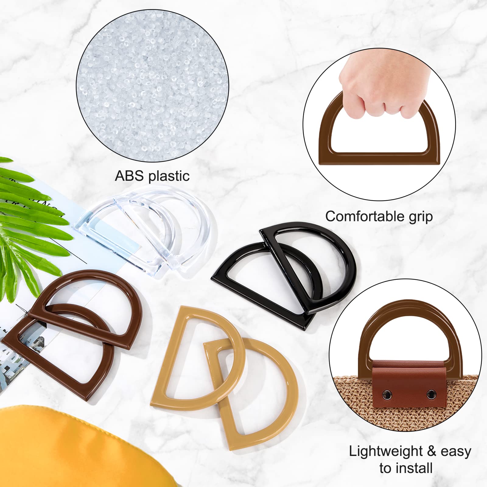 Tucireat 8 Pièces Anse Pour Sac à Main Crochet Anses Pour Sac à Main Poignee Sac A Main Poignées De Sac En Bois En Forme De D Poignée De Remplacement De Sac