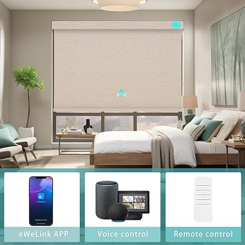 Miniatura 2 de Changshade Persiana enrollable inteligente con control remoto, opacas, automáticas, para el hogar, persianas motorizadas de tamaño personalizado