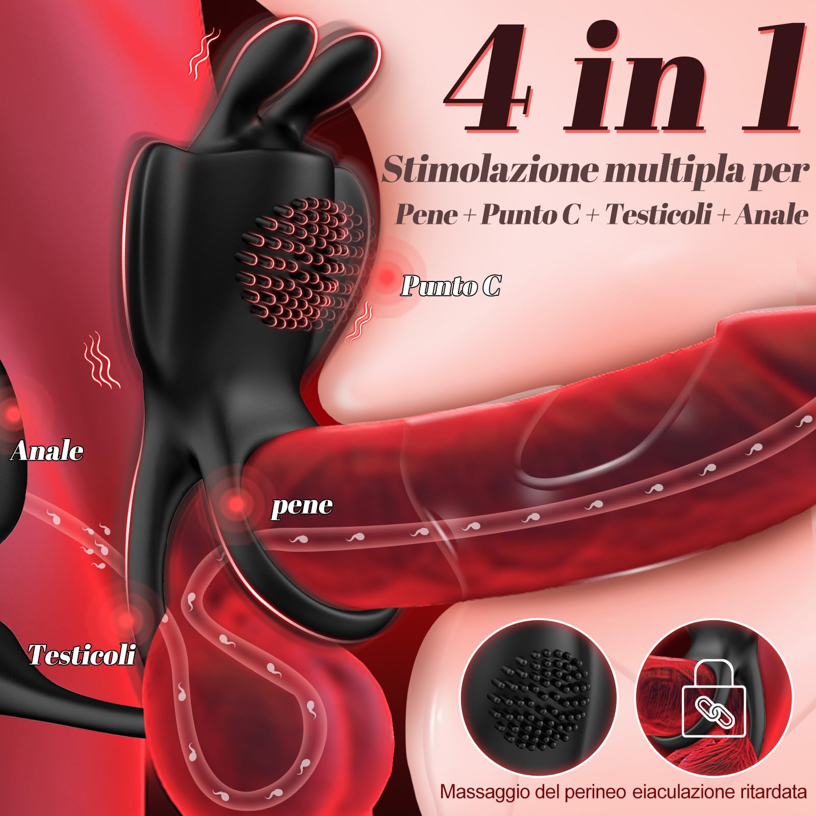 Sex Toys Maschili Anello Penieno Vibrante con Plug Anale Vibrante, Massaggiatore Prostatico con Telecomando e Masturbatore Maschile con 9 Modalità di Vibrazione Anello Vibrante e Butt Plug per Coppia