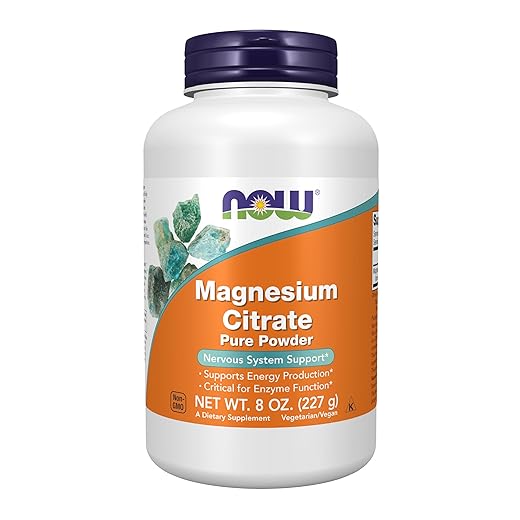 NOW Foods Supplements, Magnesium Citrate Pure Powder, Enzyme Function*, Nervous System Support*, 8-Ounce