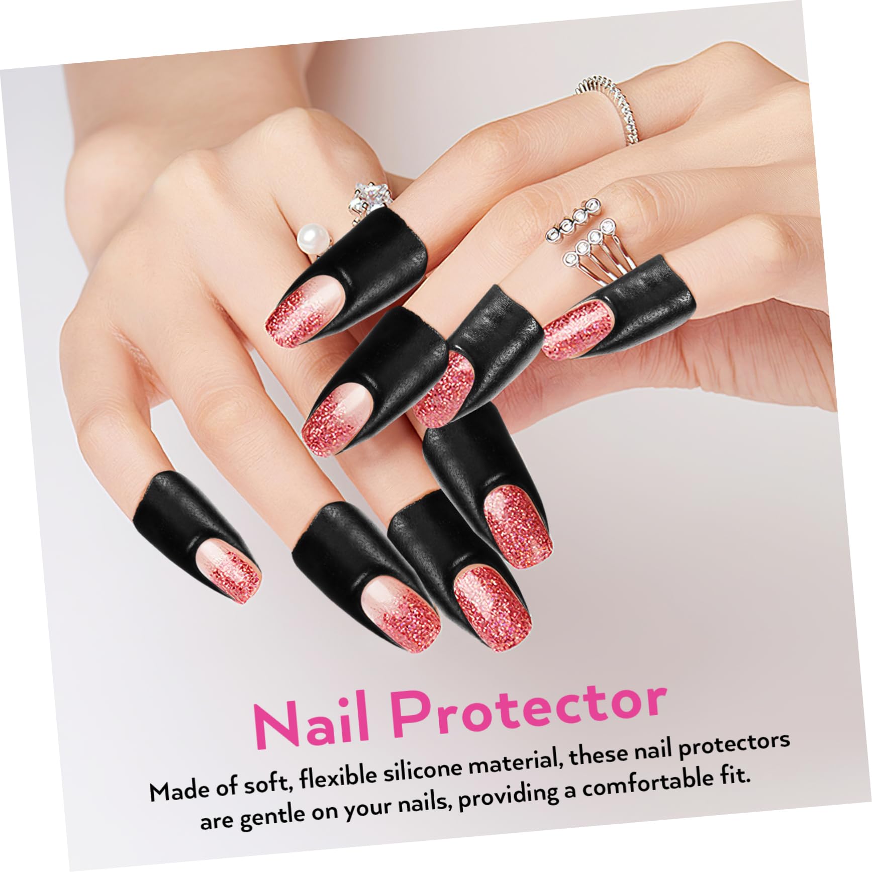 SHERCHPRY 3 Series Pegatinas Antiderrames Pegatina Protectora De Uñas De Uñas Para Pintar Uñas Cubiertas De Uñas Pegatinas Despegables Para Uñas Negro Gel De Sílice 100 Hojas*3