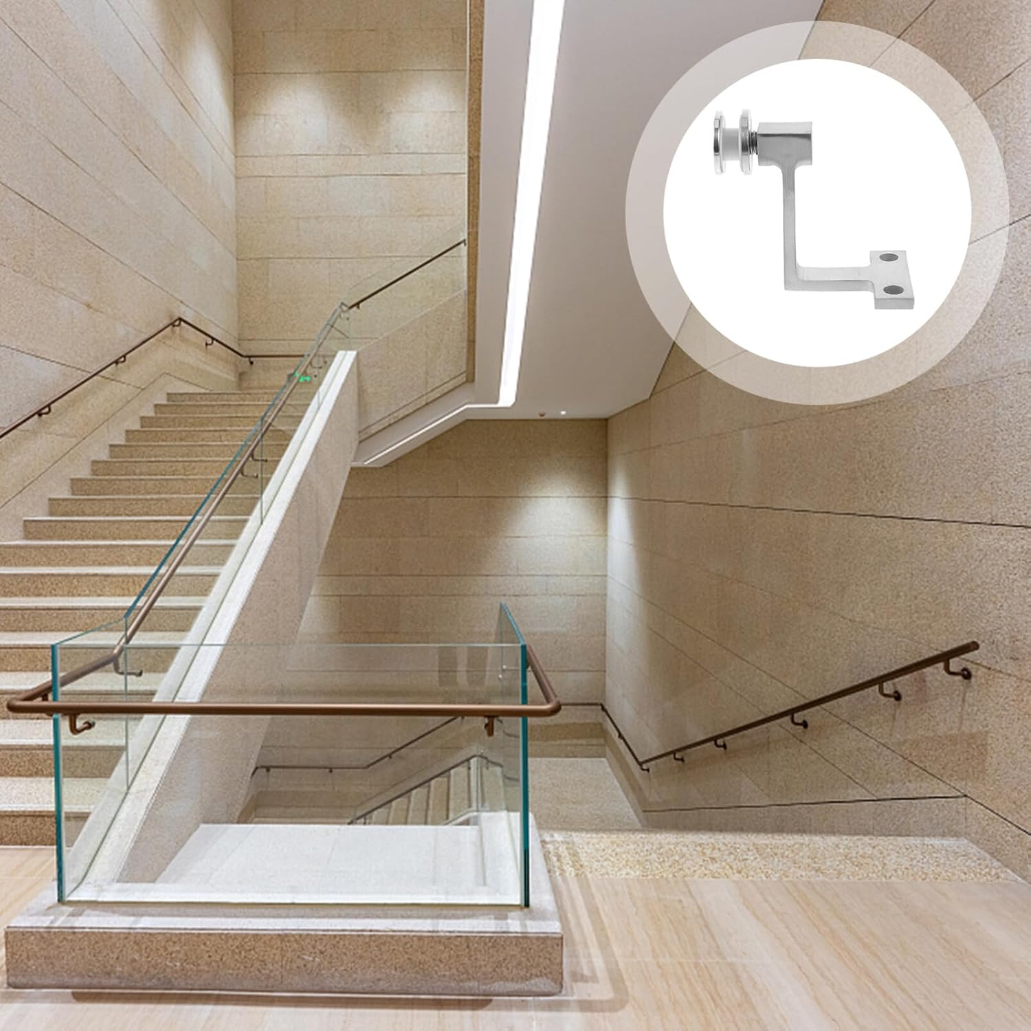 OSALADI Stair Railings Bracket Heavy Duty Glass Handrail Bracket Round Mount for Stairs