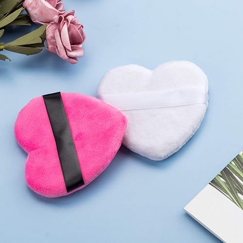 Miniatura 5 de OIIKI 4 esponjas de maquillaje, esponja de algodón en polvo, esponjas, limpiador de licuadora, en forma de amor con correa, para cosméticos