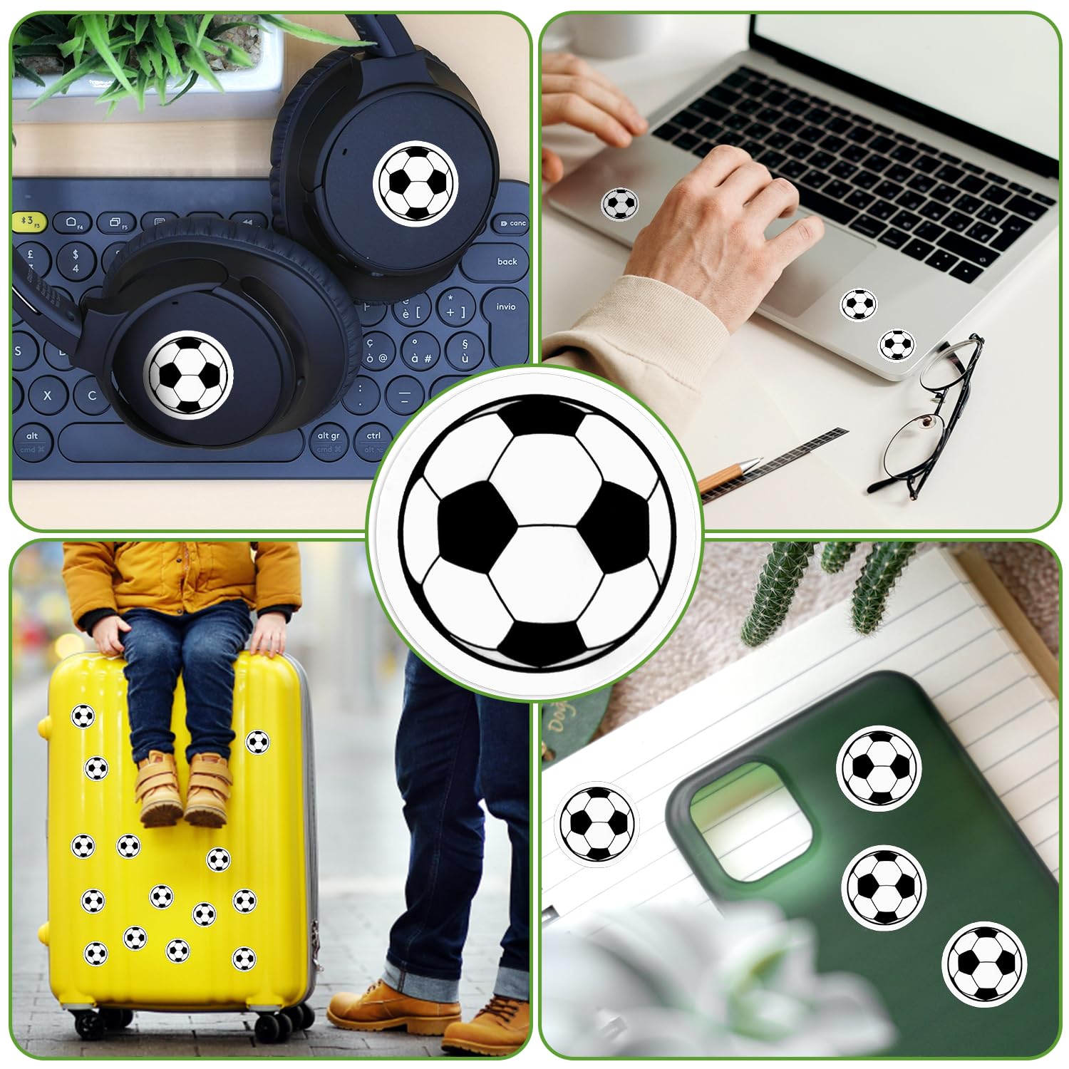 120pz Adesivi Calcio, Vinile Adesivi Pallone da Calcio per Scrapbooking Adesivi Sport Calcio Adesivi Bomboniere Festa Calcio per Bambini Amanti del Calcio Decorazioni Festa Calcio