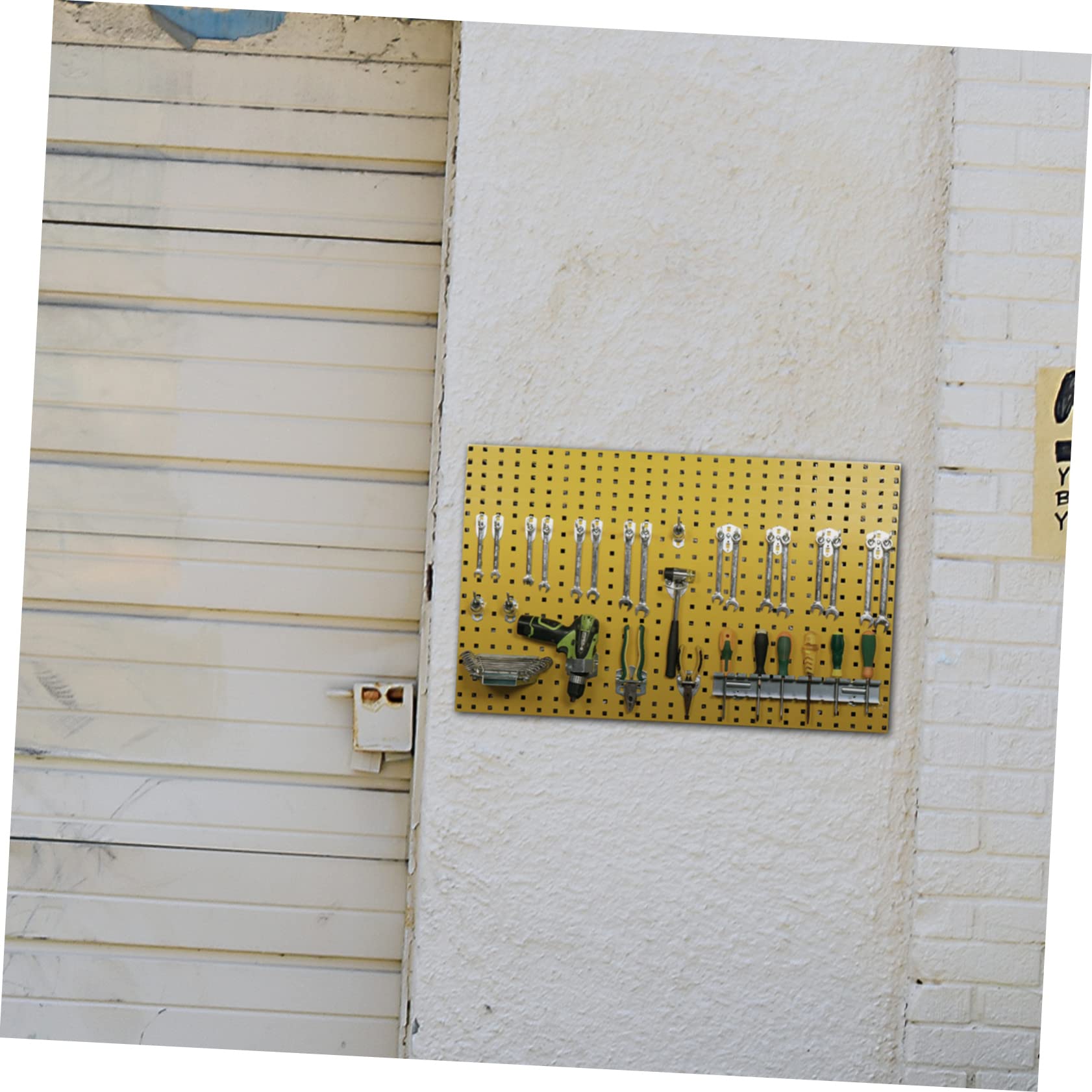 Pegboard in Acciaio Zincato Giallo, Pannello Portautensili