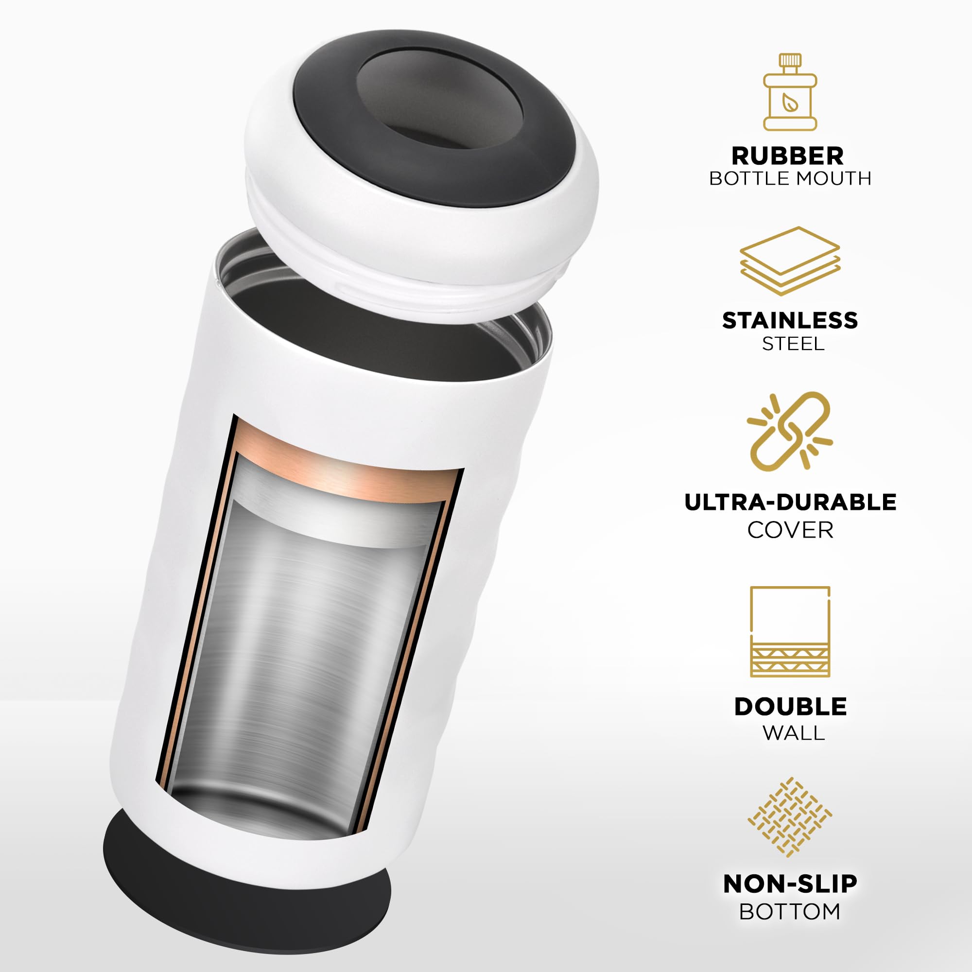 Premium Wine Chiller - 750ml Stainless Steel Wine Bottle Cooler, Vacuum Insulated & Double-Walled - Keeps Wine Cold for 6+ Hours - Champagne Chiller Sleeve for Most Bottles - White — Amazon image 4