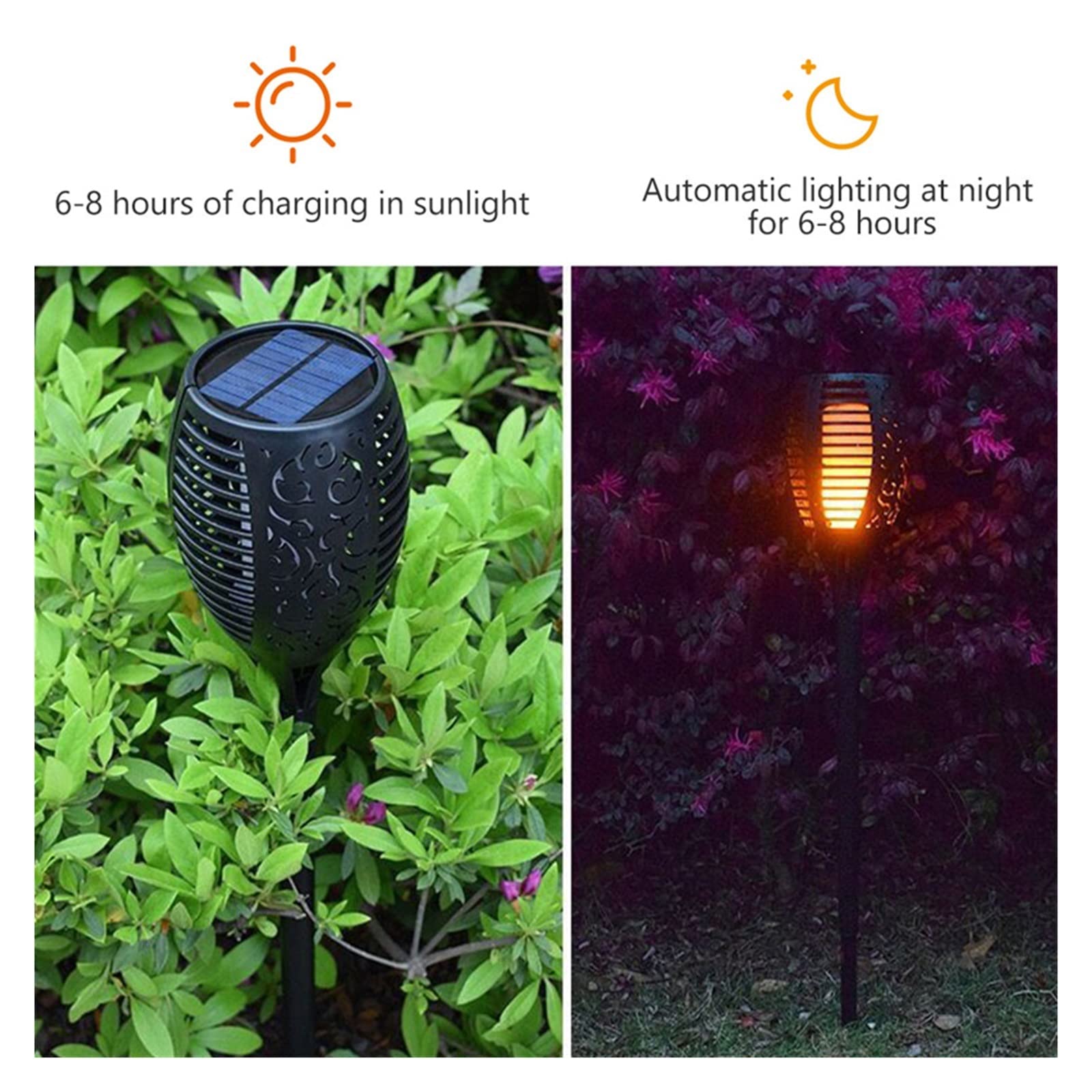Luci solari per giardino all'aperto Luci solari a LED for esterni Luci da giardino Illuminazione del percorso Impermeabile Patio tremolante Torcia danzante Lampada a fiamma Decorazioni da giardino Per