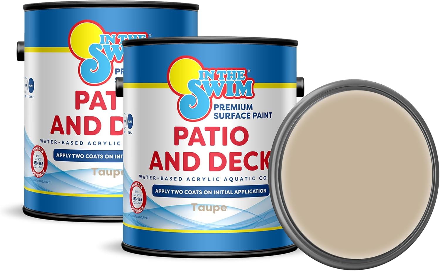 In The Swim Patio and Deck Paint - Buff Tan - Water Based Acrylic Coating - For Sprayed, Patterned, or Bare Concrete Surfaces - 1 Gallon
