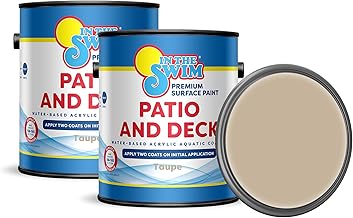 In The Swim Patio and Deck Paint - Taupe - Water Based Acrylic Coating - For Sprayed, Patterned, or Bare Concrete Surfaces - 1 Gallon - 2-Pack