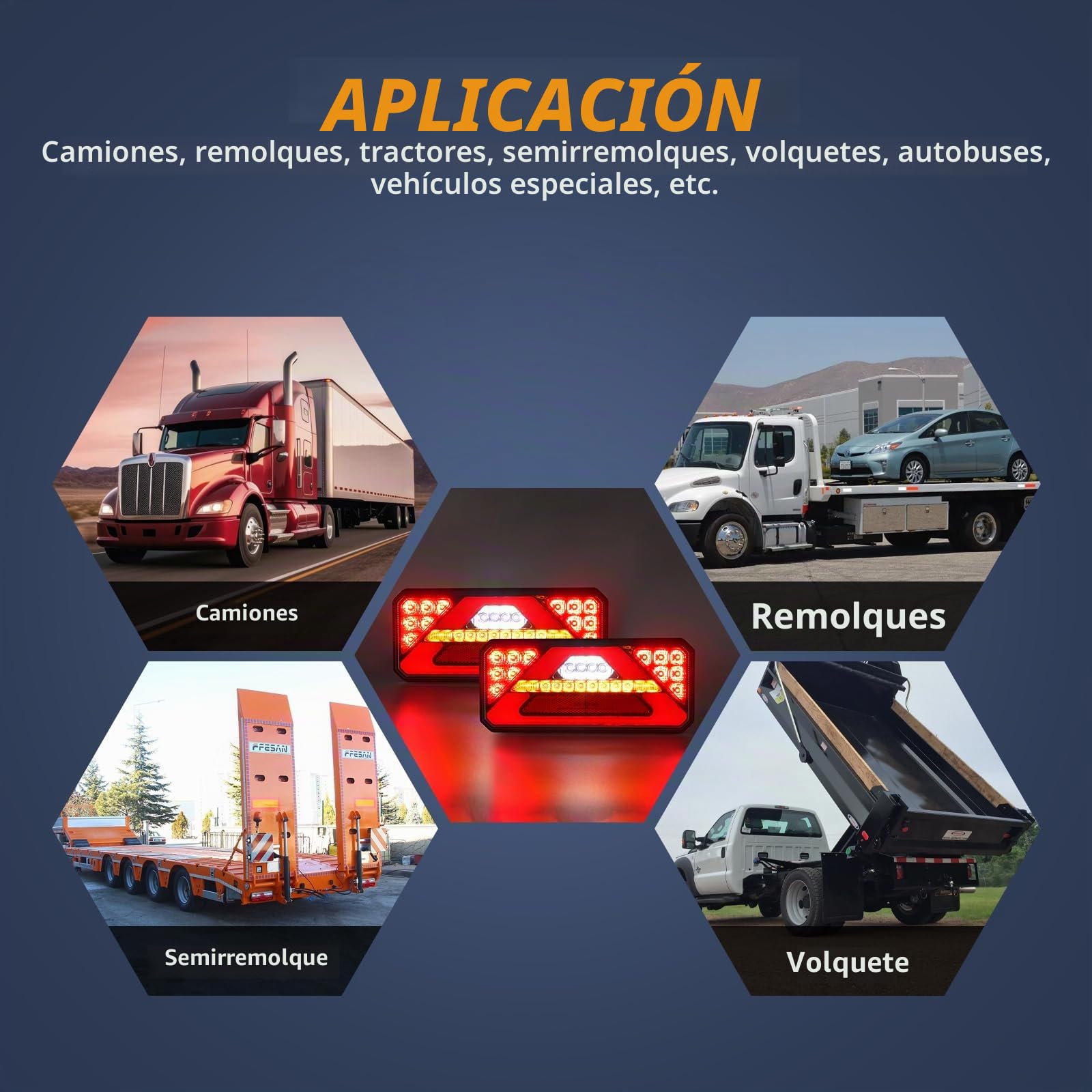 Luces traseras LED para remolque de 12/24 V, iluminación para remolque con luz trasera impermeable IP67 con 6 funciones, para vehículos recreativos, camiones, caravanas y furgonetas