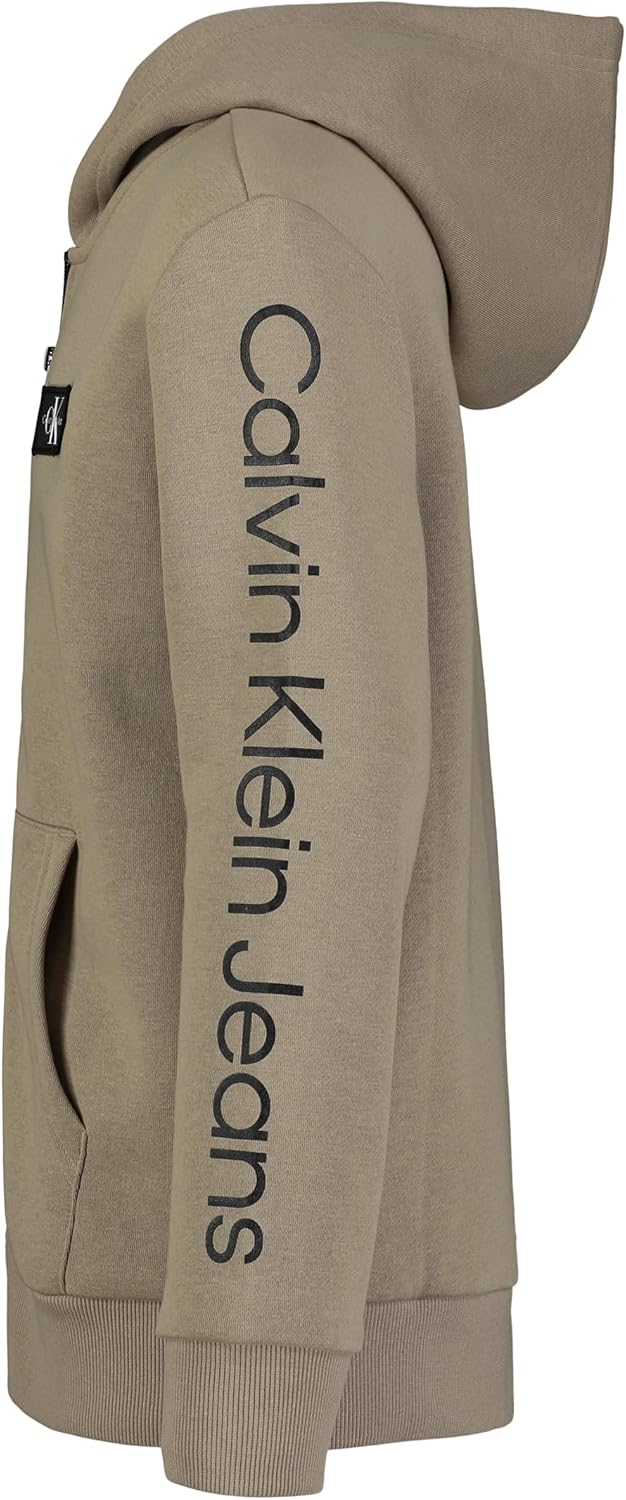 Calvin Klein boys Long Sleeve Full Zip Fleece Hoodie - Image 4