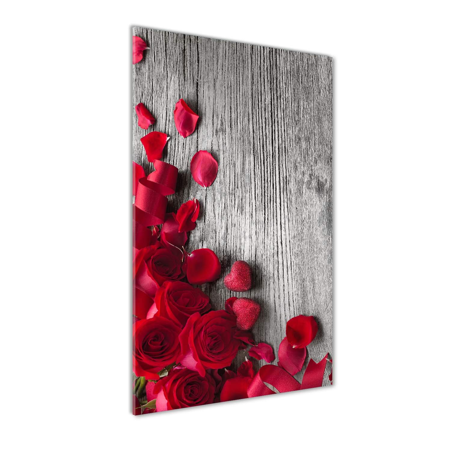 Tulup Impression sur Verre de 50x100 cm Image Tableau Photo décorative panoramique pour la Cuisine et Le Salon - Nourriture et Boissons - Roses Rouges - Rouge