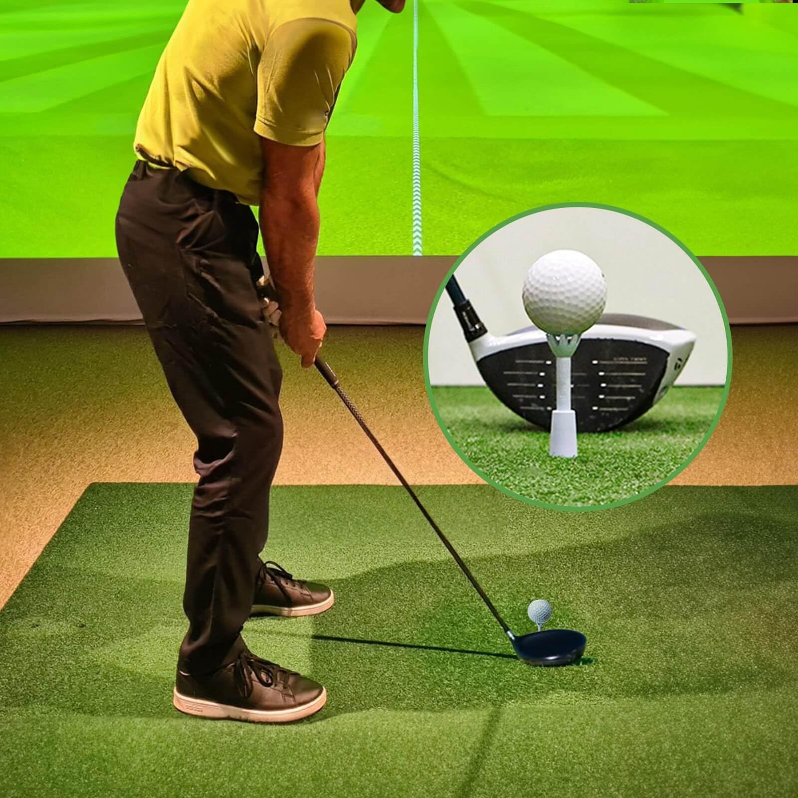 Juego de 3 tees de golf ajustables de goma para esteras, Driving Range y Golf Simulator