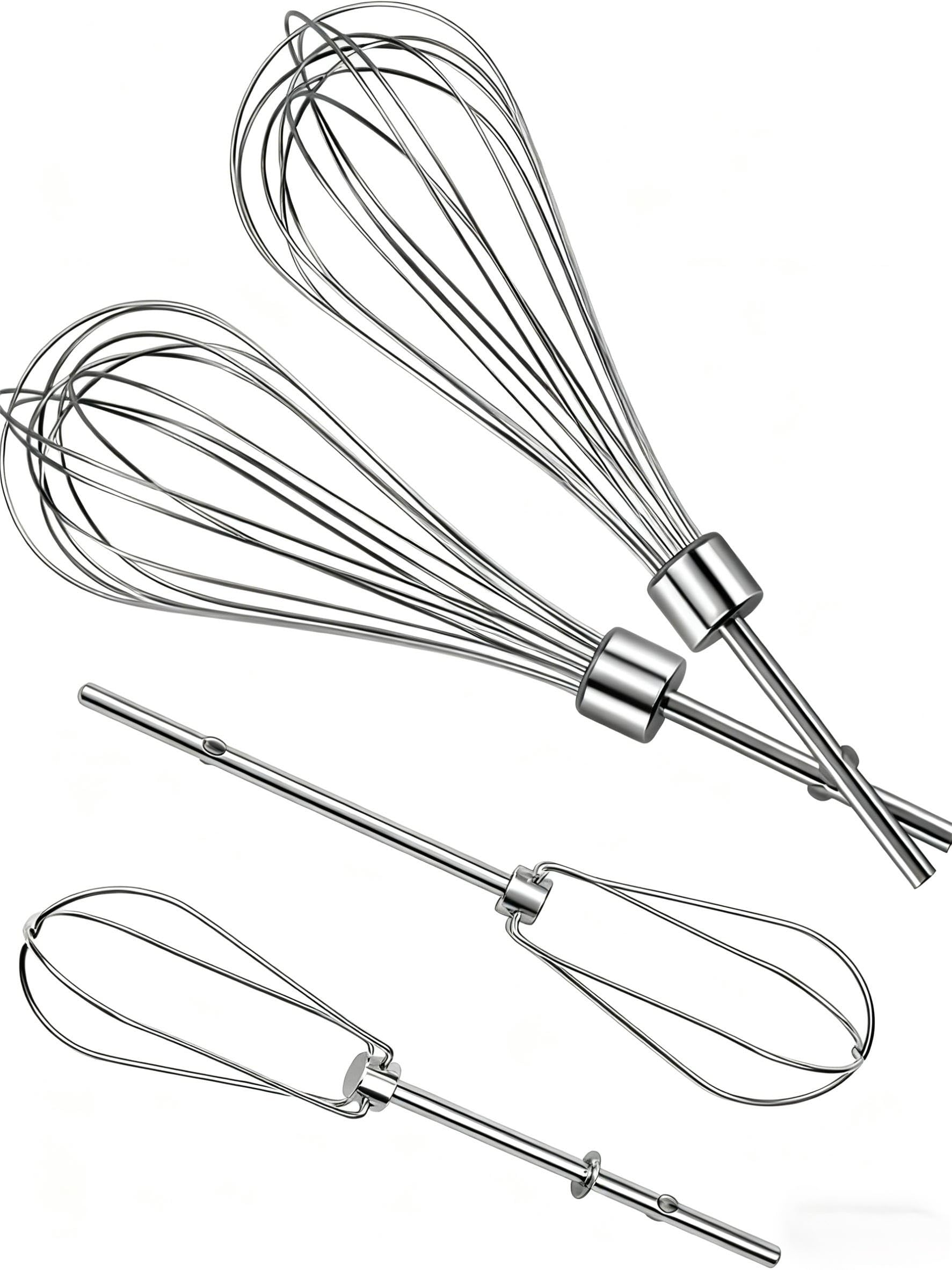 W10490648 Hand Mixer Turbo Beaters KHM2B (2 Pack) & KHMPW Stainless Steel Pro Mixer Whisk Attachment(2 Pack) Fit for Kitchen Mixer KHM Series by Fetechmate