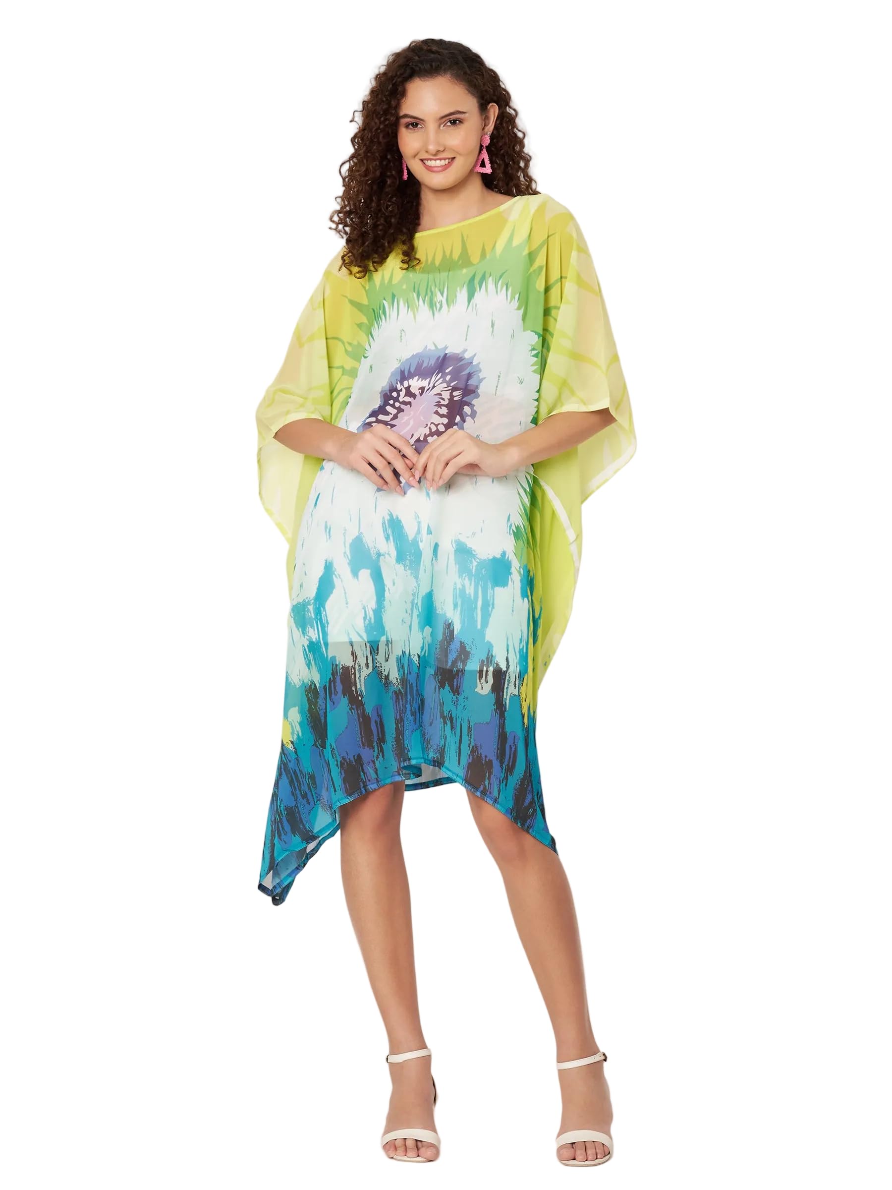 Women's Printed Boat Neck Sleeves Beach Wear Kaftan Dress Beach Coverup JKBW_512-image-8