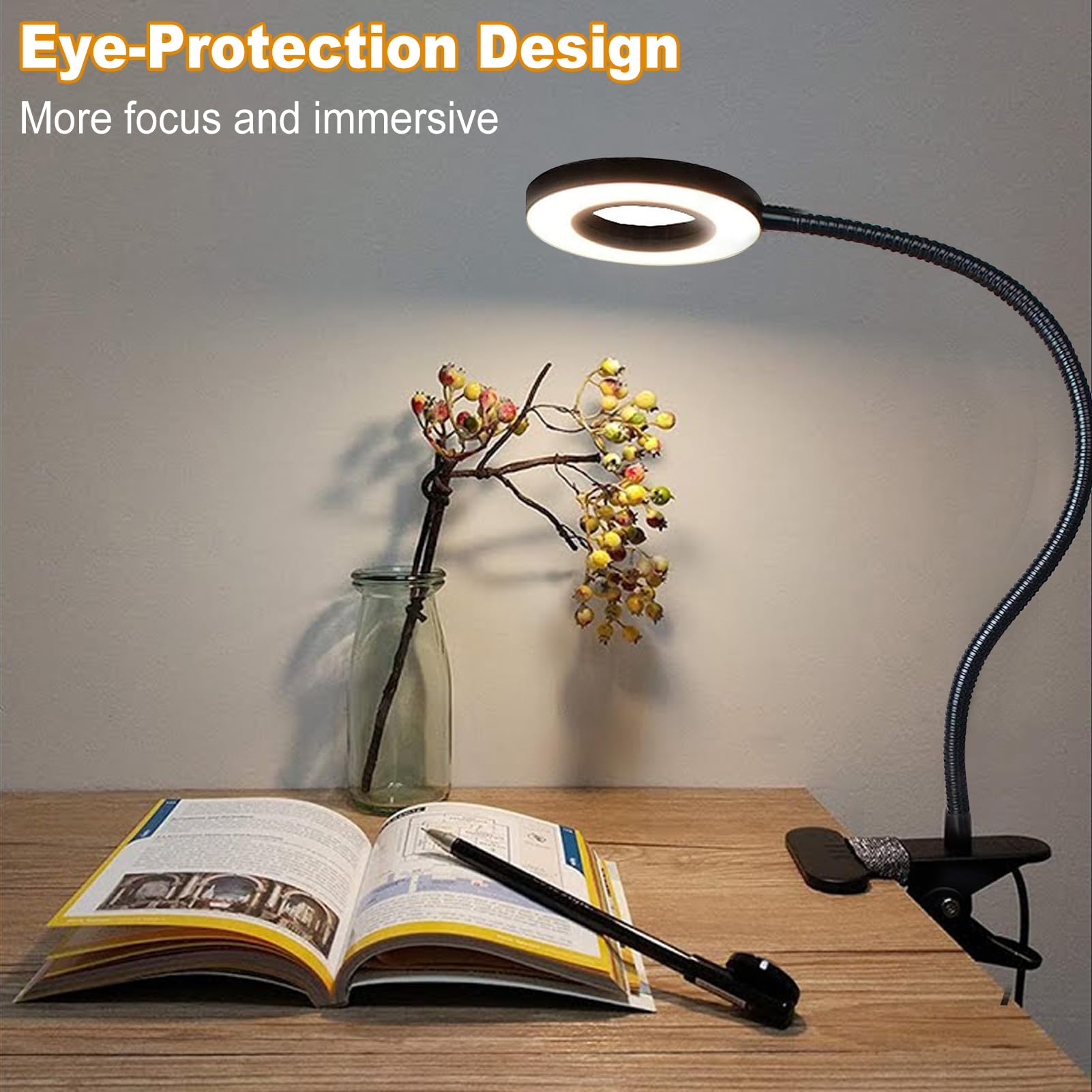 10X Magnifying Lamp With LED Light - Hands Free Clamp Magnifier For Crafts & Reading