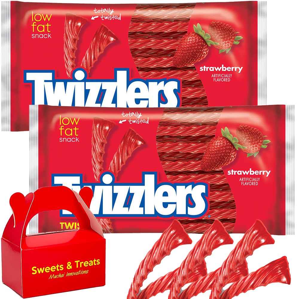 Twizzzler Twist Bites & Rope Licorice Candy | Desserts Chewy Snack & Treat | For School Party Classroom exchange Valentine's Day Gift Basket (Strawberry Twist Rope (2 Pack))