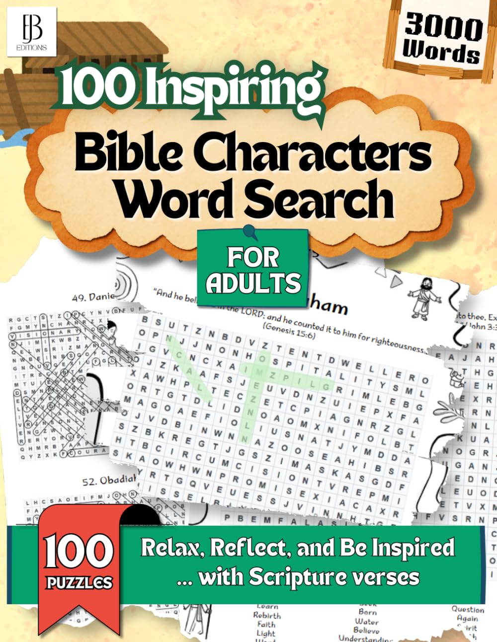 100 Inspiring Bible Characters: 100 Word Search Puzzles with Scripture Verses for Adults