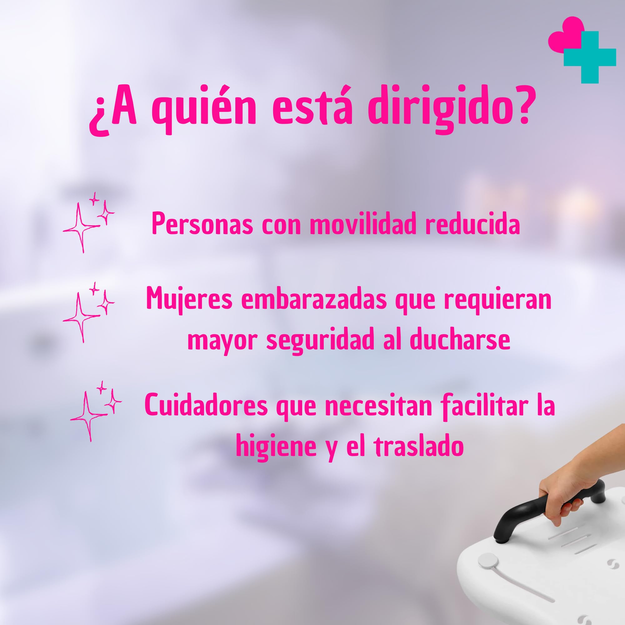 Asiento para Bañera Adultos Antideslizante con Asa | Tabla de Baño Ergonómica | Silla Baño Personas Mayores y Movilidad Reducida | Soporta 110 kg | Fácil Instalación