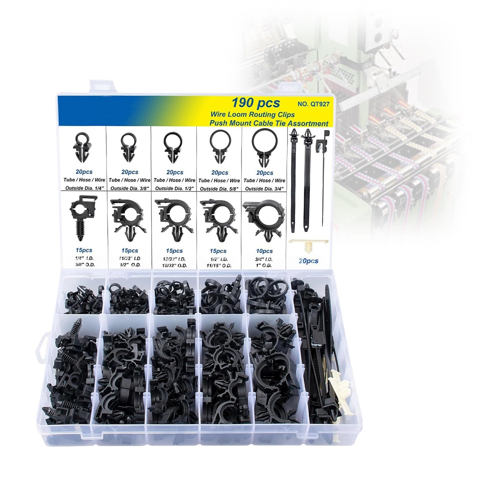 Yhaili 190Pcs Nylon Wire Cable Management Ties Feature Push In Clip For Effortless Organization In Various Environments Cable Management