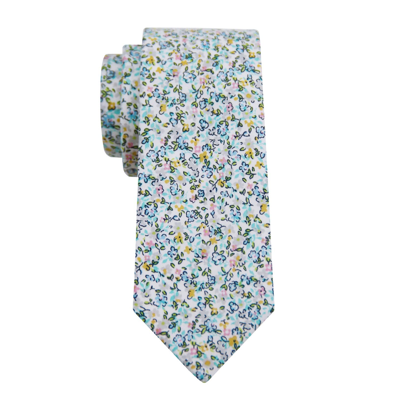Mantieqingway Floral Ties for Men Skinny Cotton Tie Flower Necktie