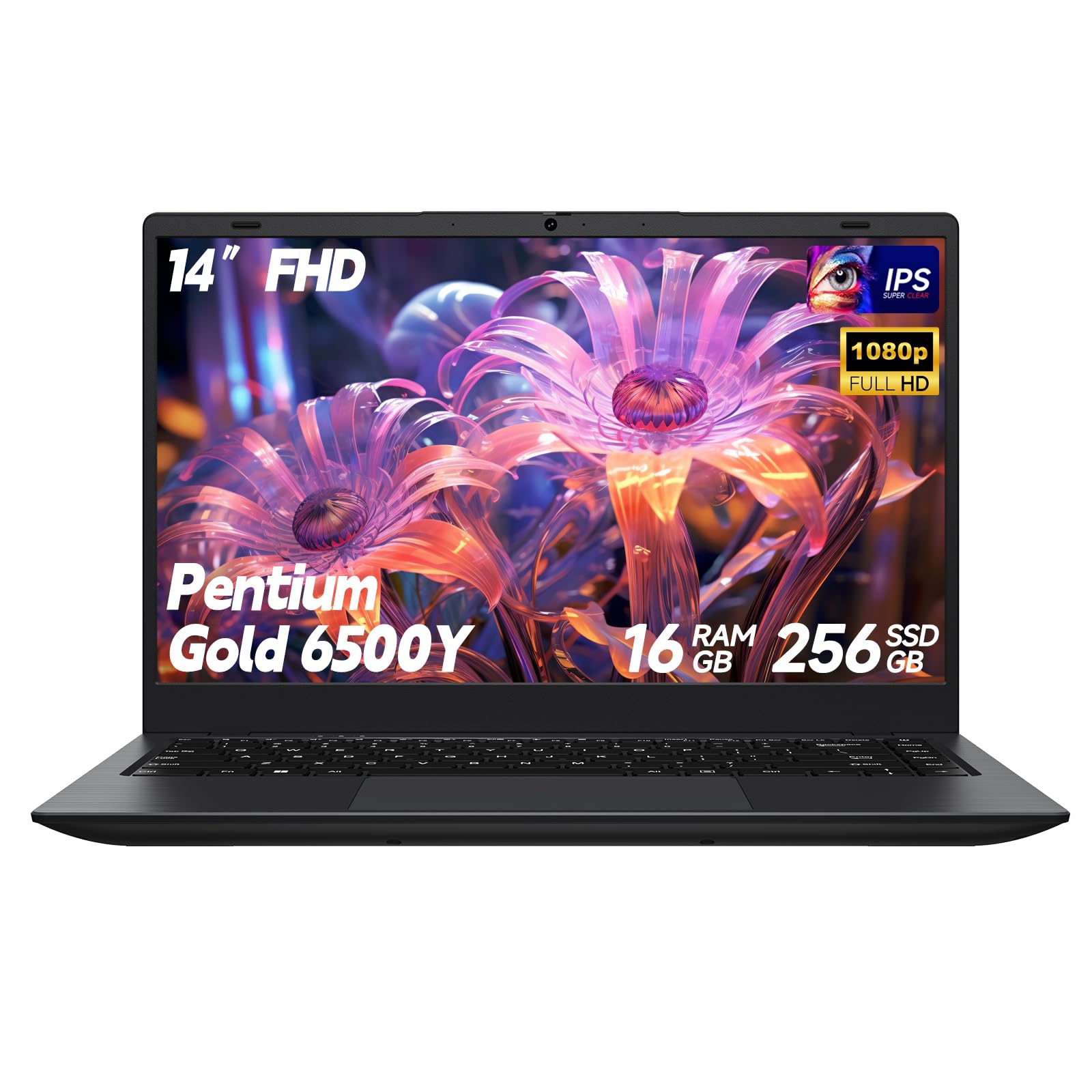 Laptop Computer with Gold 6500Y (Beat N5095, Up to 3.4GHz), Laptop with 16GB RAM 256GB SSD, 14-Inch FHD IPS Display, Bluetooth, WiFi, HDMI, Type-C, 38WH Battery, Thin & Portable Laptops