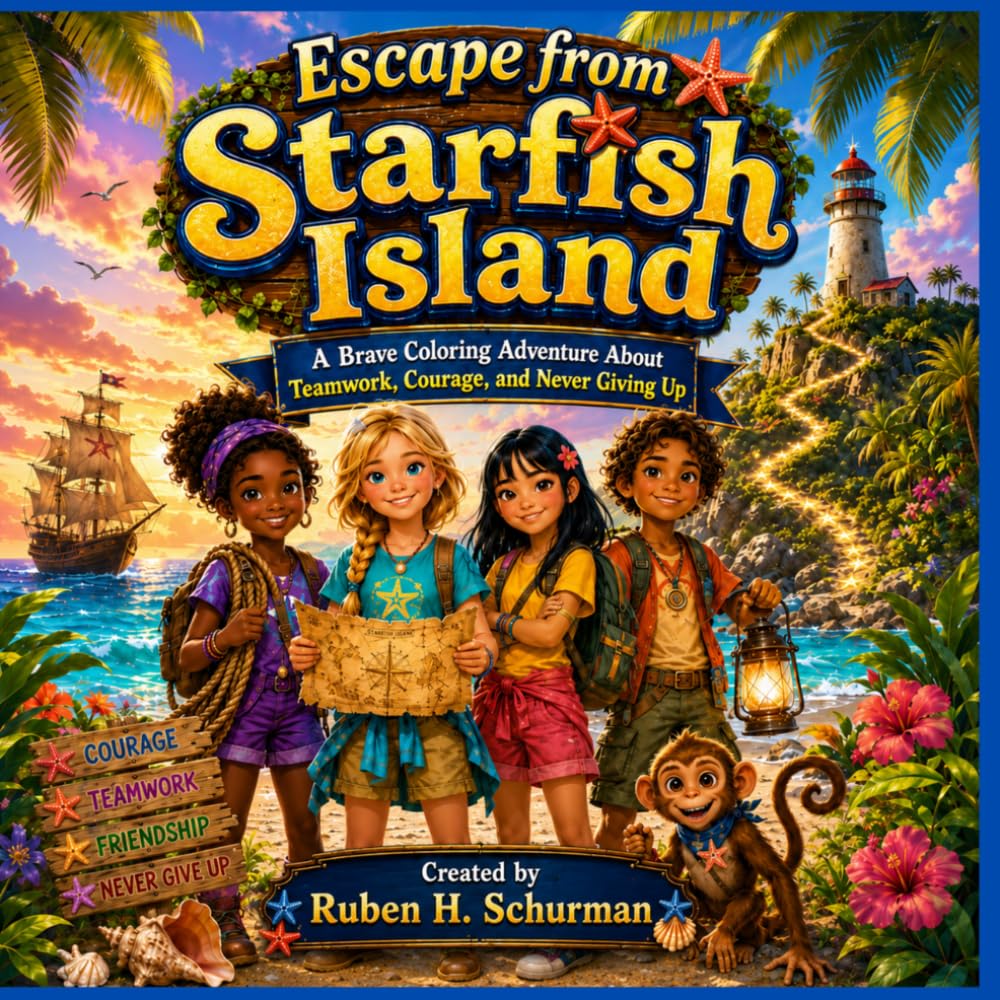 Escape from Starfish Island: A Brave Coloring Adventure About Teamwork, Courage, and Never Giving Up