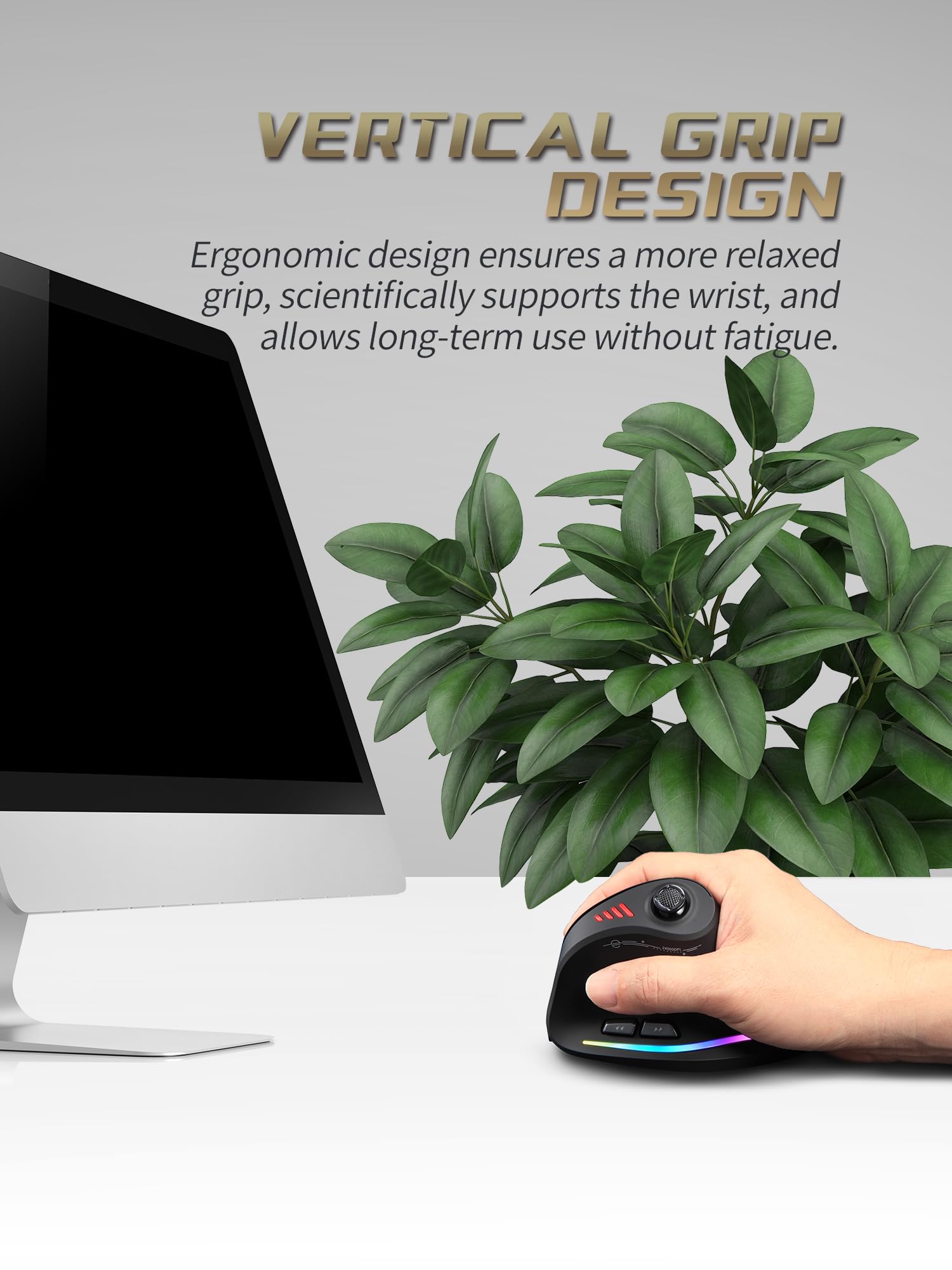 Zeerkeer Ratón Gaming con Joystick, Bluetooth/2.4G Inalámbrico/Ratón Juegos con Cable, 12 Botones Programables, Efectos de luz RGB, 24000 DPI, Diseño Ergonómico, Adecuado para Juegos y Oficina - Negro
