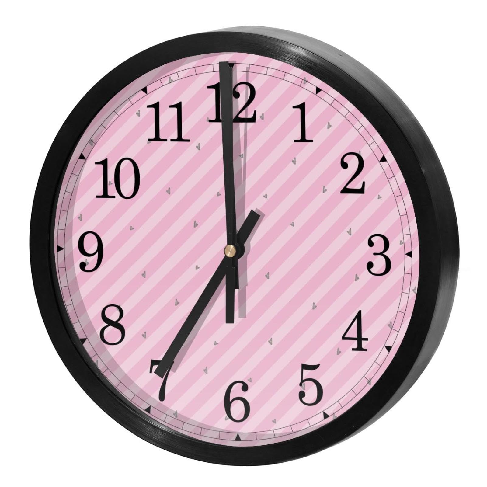 Horloge murale silencieuse quartz sans tic-tac ronde à piles rose