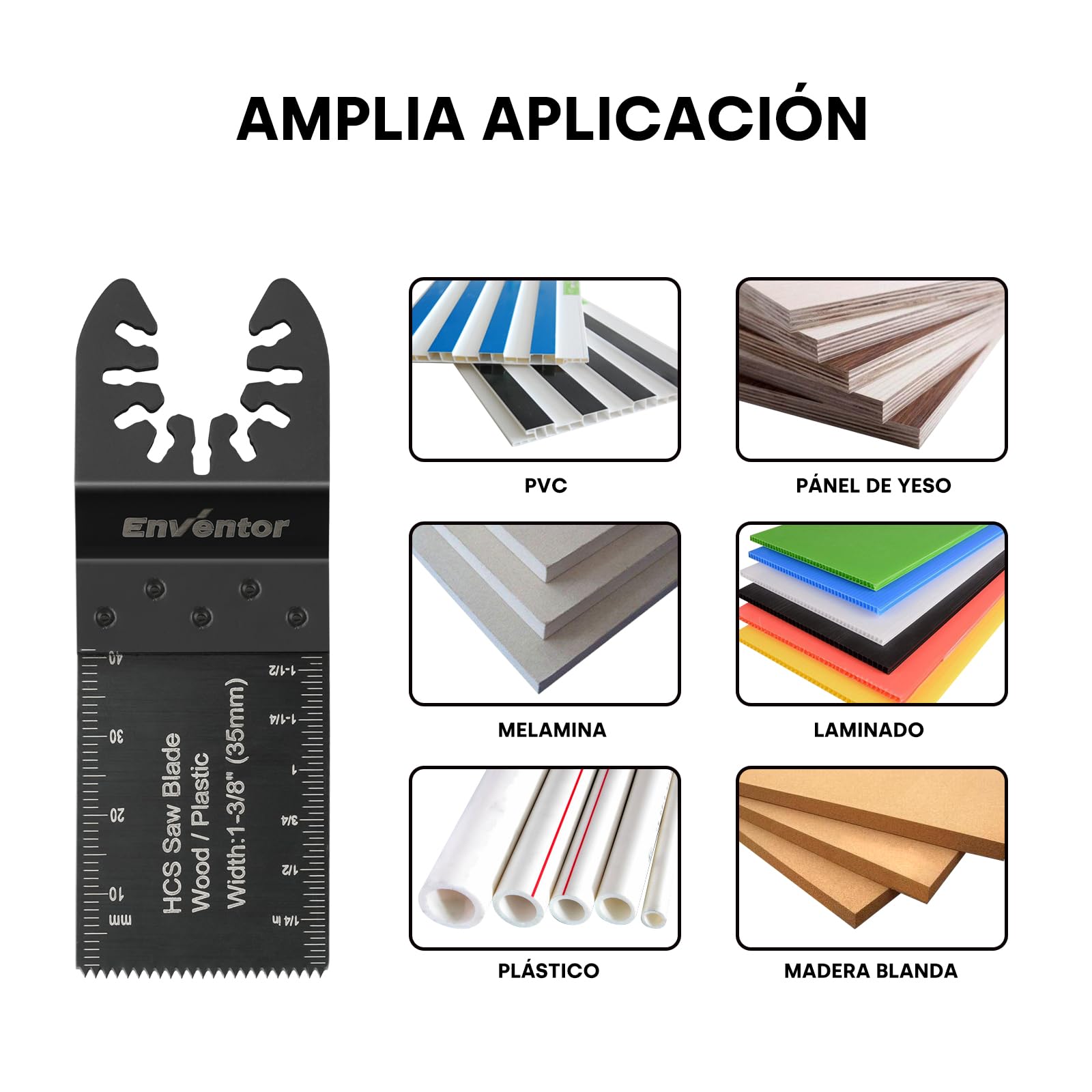 Enventor Kit de 67 Hojas para Multiherramienta Oscilante, 1-3/8"(35mm) | Compatible con la mayoría de las Herramienta Multifunción, Hojas de Sierra Oscilante para Madera, Plástico
