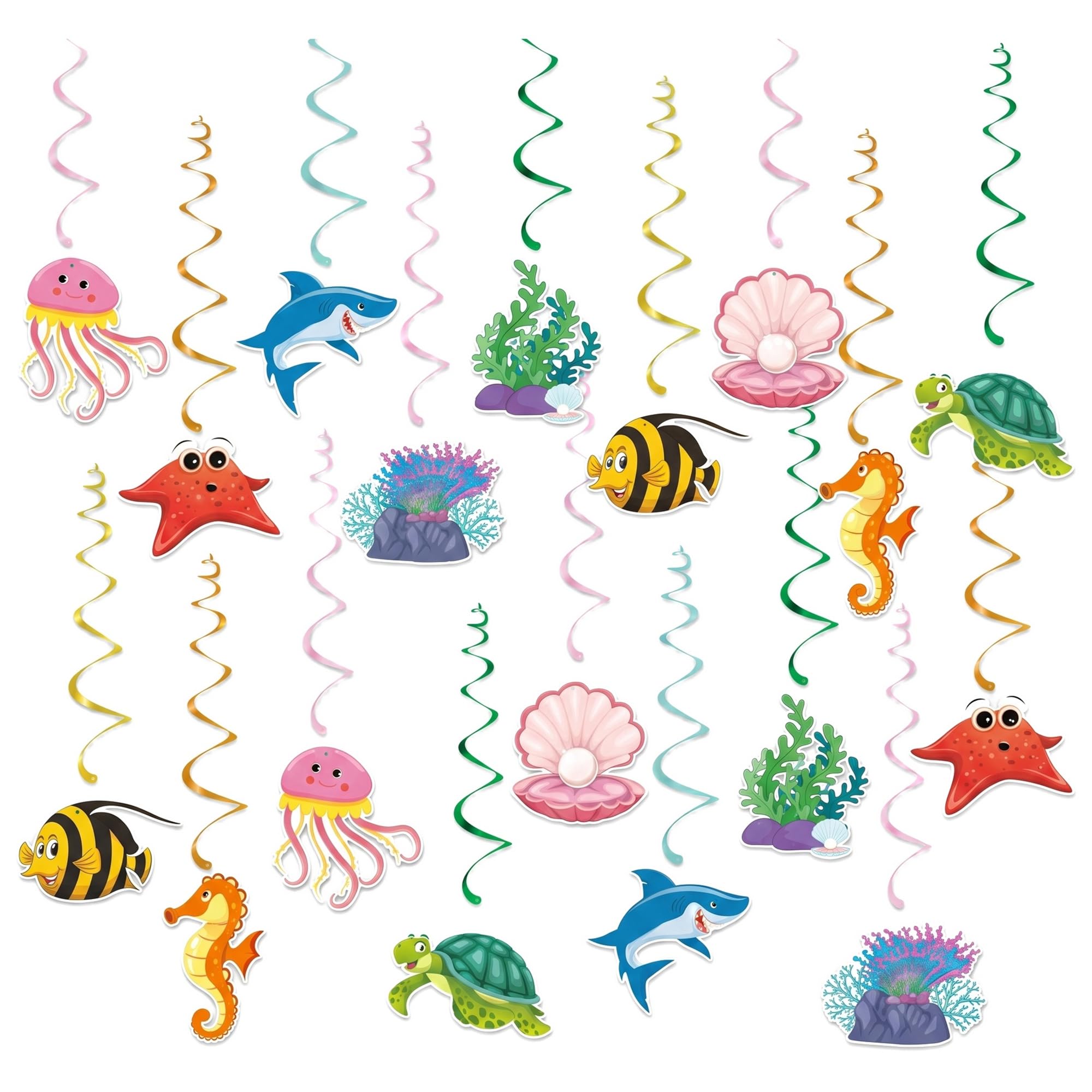 18Pcs Ocean Hanging Decorations Under the Sea Decorations Ceiling Swirls