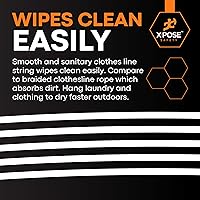 Vista 6 de Tendedero de plástico – Línea de ropa de plástico de 100 pies – Blanco resistente a la intemperie al aire libre – Cable sintético para colgar