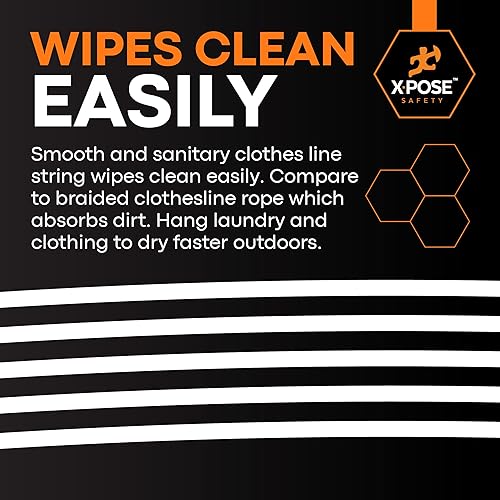 Miniatura 5 de Tendedero de plástico  Línea de ropa de plástico de 100 pies  Blanco resistente a la intemperie al aire libre  Cable sintético para colgar y secar